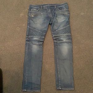 Balmain Distressed moto jeans